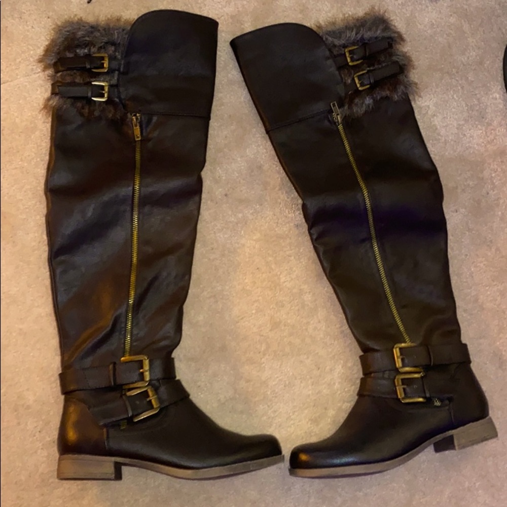 Black, knee high boots